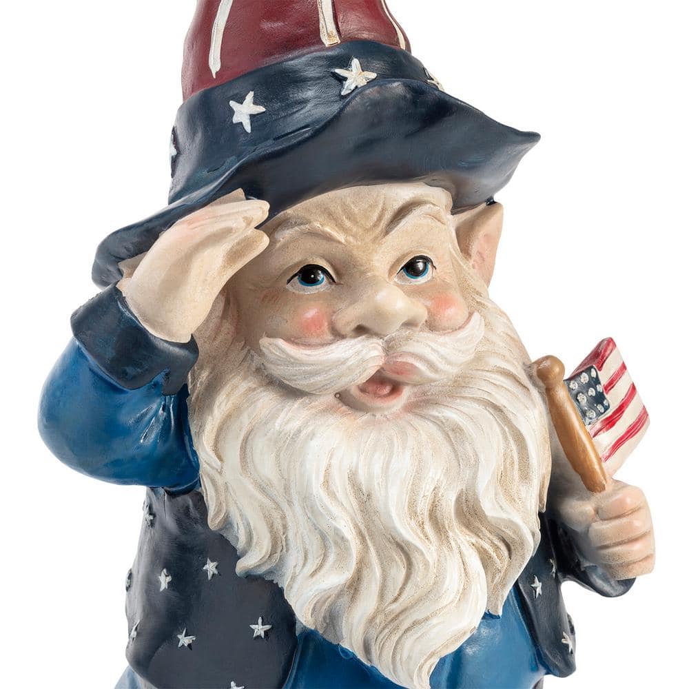 12 Inch Patriotic Polyresin Gnome with American Flag