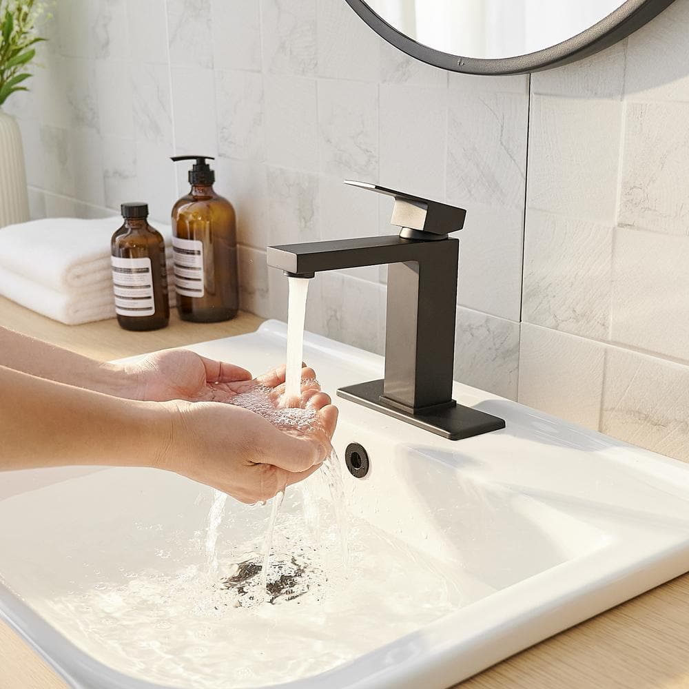Matte Black Stainless Steel Single Handle Bathroom Faucet