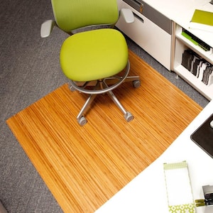 Standard Natural Light Brown 48 in. x 52 in. Bamboo Roll-Up Office Chair Mat without Lip