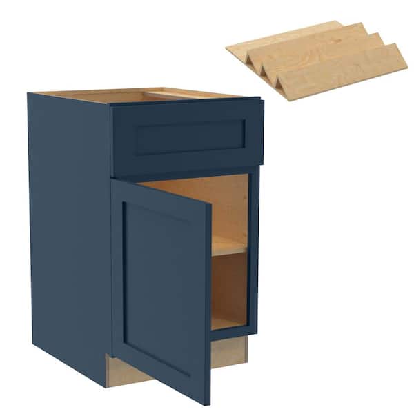 Home Decorators Collection Newport 21 in. W x 24 in. D x 34.5 in. H Assembled Plywood Base Kitchen Cabinet in Mythic Blue with Spice Soft Close LH