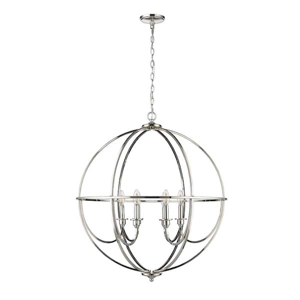 Artemis 30 in. 6-Light Polished Nickel Chandelier