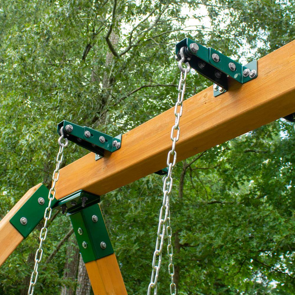 Green and Black Nylon Web Swing with Adjustable Glider Brackets