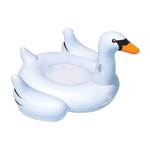 Swimline 75 in. x 73 in. White Giant Ride-On Swan Pool Float