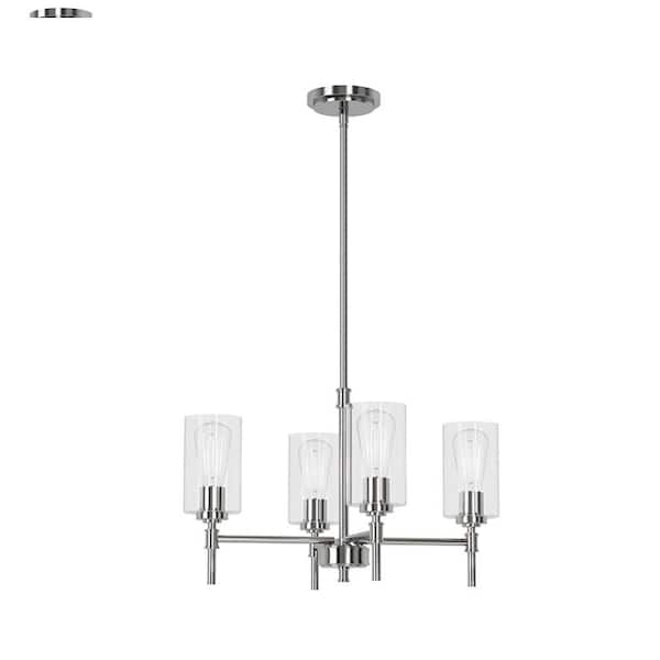 Wexton 4-Light 20.5 in. Plug and Play Brushed Nickel Chandelier with SkyPlug