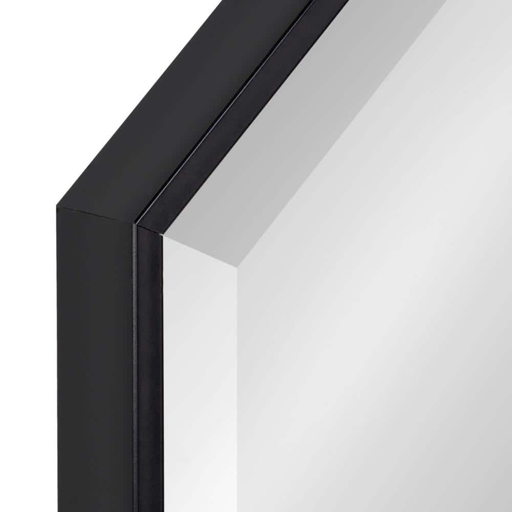 Rhodes Black Octagon Wall Mirror with Wood Frame