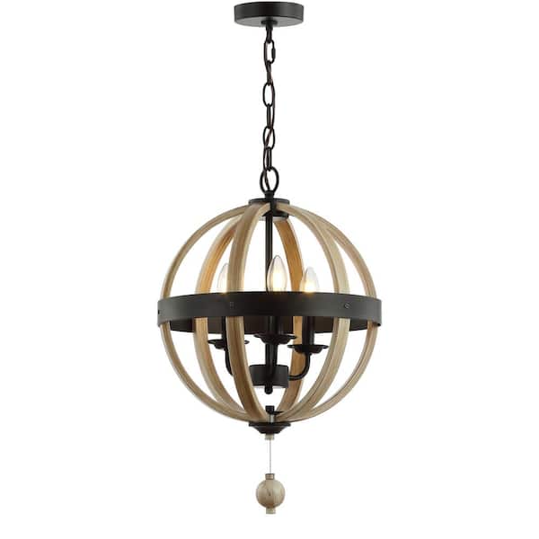 SAFAVIEH Moshe 4-Watt 3-Light Black Pendant-Light with Iron Shade