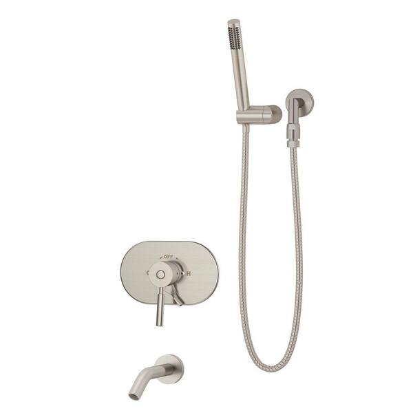 Symmons Sereno 1-Handle 1-Spray Tub and Shower Faucet with Hand Shower in Satin Nickel (Valve Included)