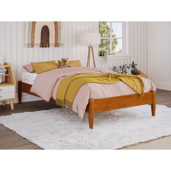 AFI Pasadena Solid Wood Light Toffee Bronze Natural Frame Twin Platform Bed with Spindle Legs 14 in. Height