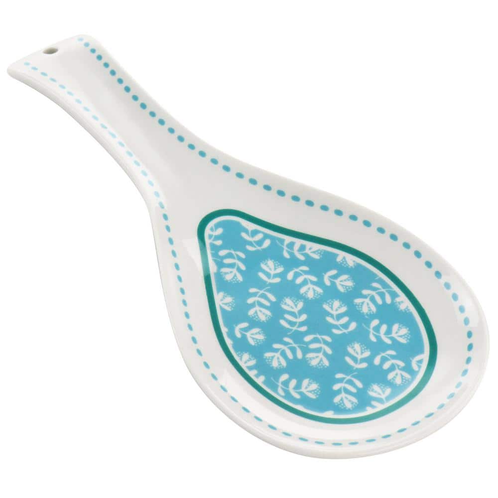 Village Vines Blue Ceramic Floral Serving Spoon Rest