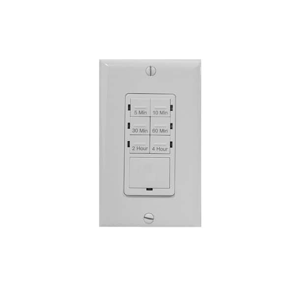 5-Minute to 4-Hour Indoor In-Wall Countdown Digital Lighting and Appliance Timer, White