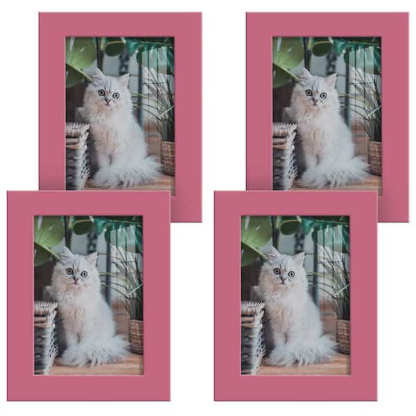 Wexford Home Modern 3.5 in. x 5 in. Hot Pink Picture Frame (Set of 4)