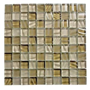 New Era Brown Blue 12 in. x 12 in. Square Glossy and Frosted Glass Wall and Pool Mosaic Tile (1.09 sq.ft/Each)