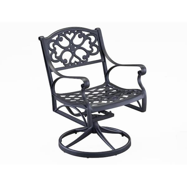 Homestyles Sanibel Black Swivel Rocking Cast Aluminum Outdoor Dining Chair 6654 53 The Home Depot - Swivel Rocker Patio Set