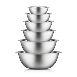 JoyFul 6-Piece Stainless Steel Silver Mixing Bowl Set