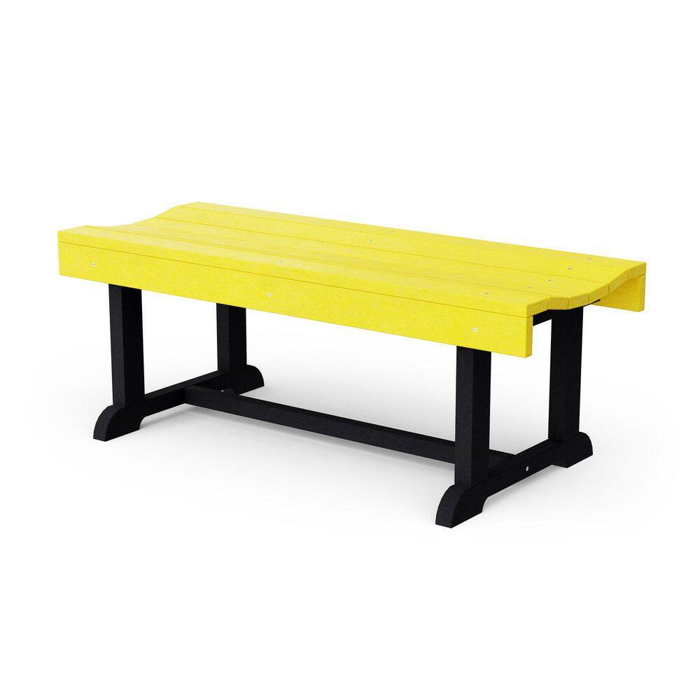 Heritage 42 in. Lemon Yellow and Black HDPE Plastic Outdoor Patio Backless Bench price history on PriceWatchPro