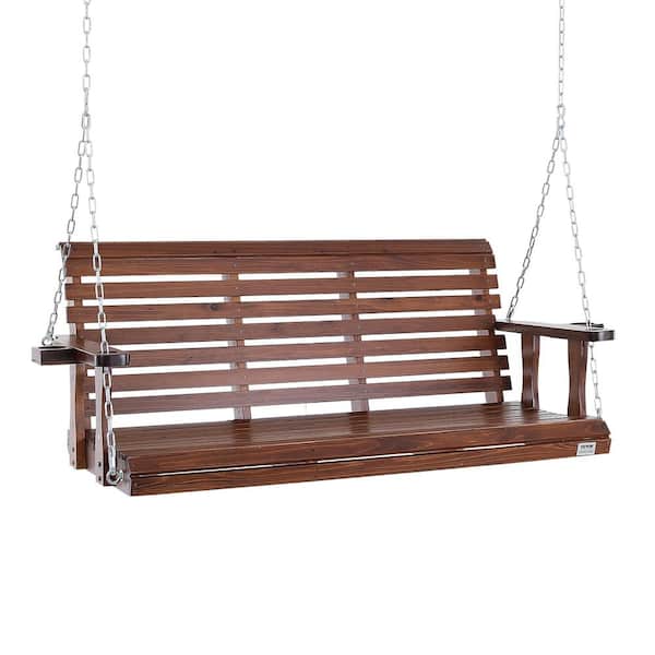 VEVOR Wooden Porch Swing 5.5 ft. Patio bench swing for Courtyard and Garden Upgraded 880 lbs. Strong Load Capacity Swing Chair