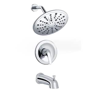 Single-Handle 1-Spray High Pressure Tub and Shower Faucet with 9 in. Shower Head in Polished Chrome (Valve Included)