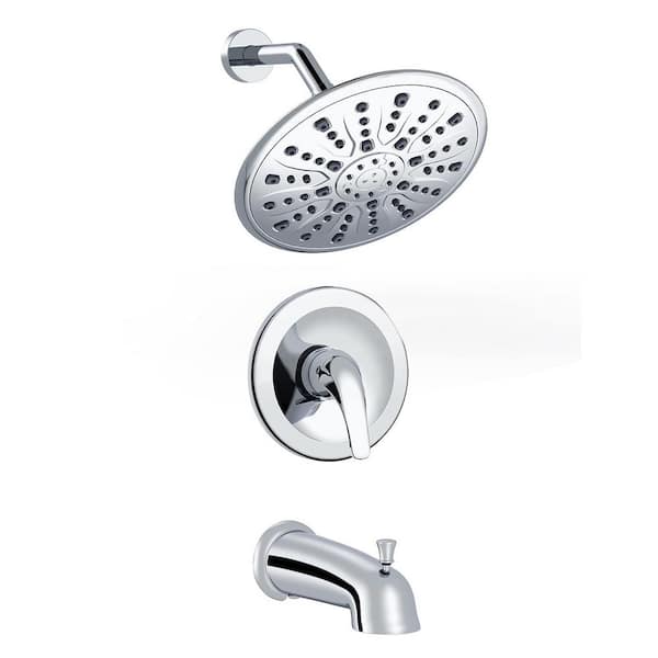 PROOX Single-Handle 1-Spray High Pressure Tub and Shower Faucet with 9 in. Shower Head in Polished Chrome (Valve Included)