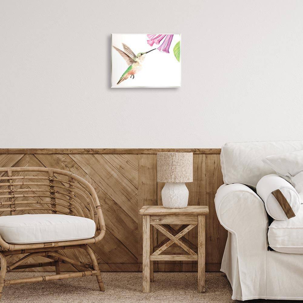 Hummingbird and Bluebell Flower by Stephanie Fielden Unframed Animal Graphic Art Print 11 in. x 14 in. price history on PriceWatchPro