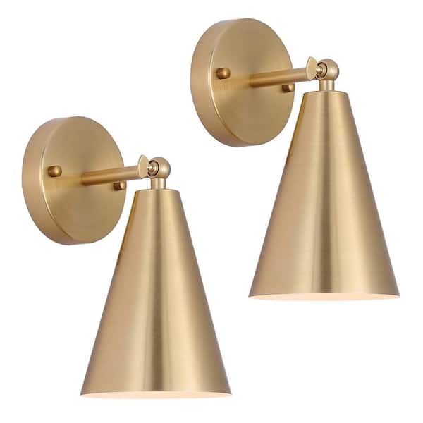 Ahfiwaso Industrial 4.72 in. 1 Light Gold Modern Smart Home Wall Sconce with Metal Shade 2-Pack