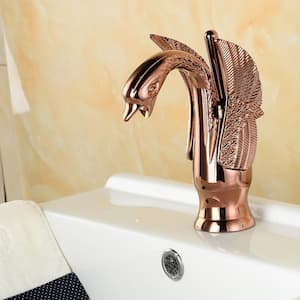 Swan Single Hole Single Handle Bathroom Faucet With Pop Up Drain & Overflow Cover in Antique Copper