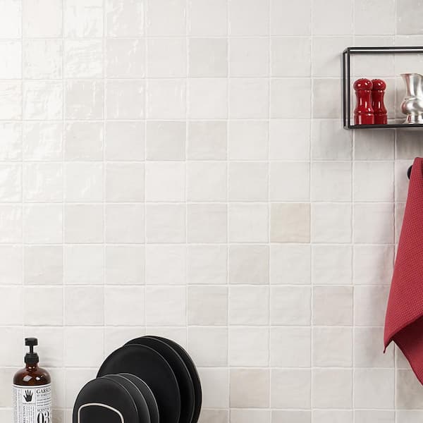 Kingston White 4 in. x 0.35 in. Glazed Ceramic Wall Tile Sample