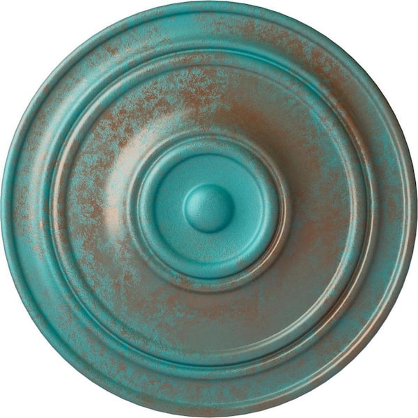 Ekena Millwork 21-7/8 in. x 2-3/8 in. Classic Urethane Ceiling Medallion (For Canopies upto 5-1/2 in.) Hand-Painted Copper Green Patina