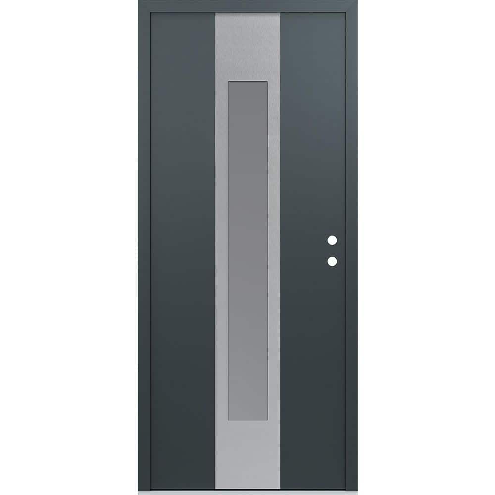 A1 36 in. x 80 in. Silver P Left-Hand/Inswing Frosted Glass Anth/Anth Steel Prehung Front Door price history on PriceWatchPro