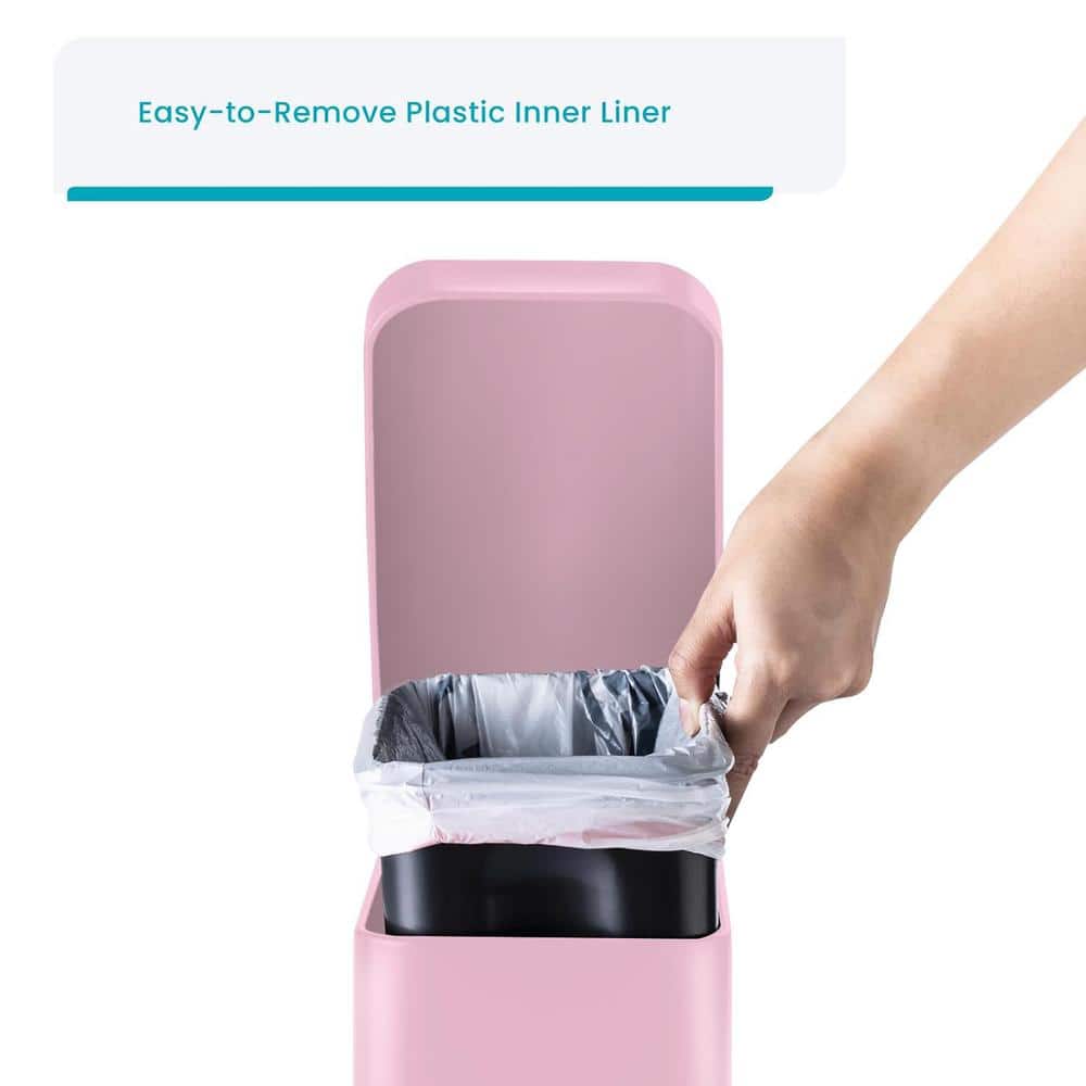 Matte Pink Stainless Steel 1.3 Gallon Bathroom Trash Can