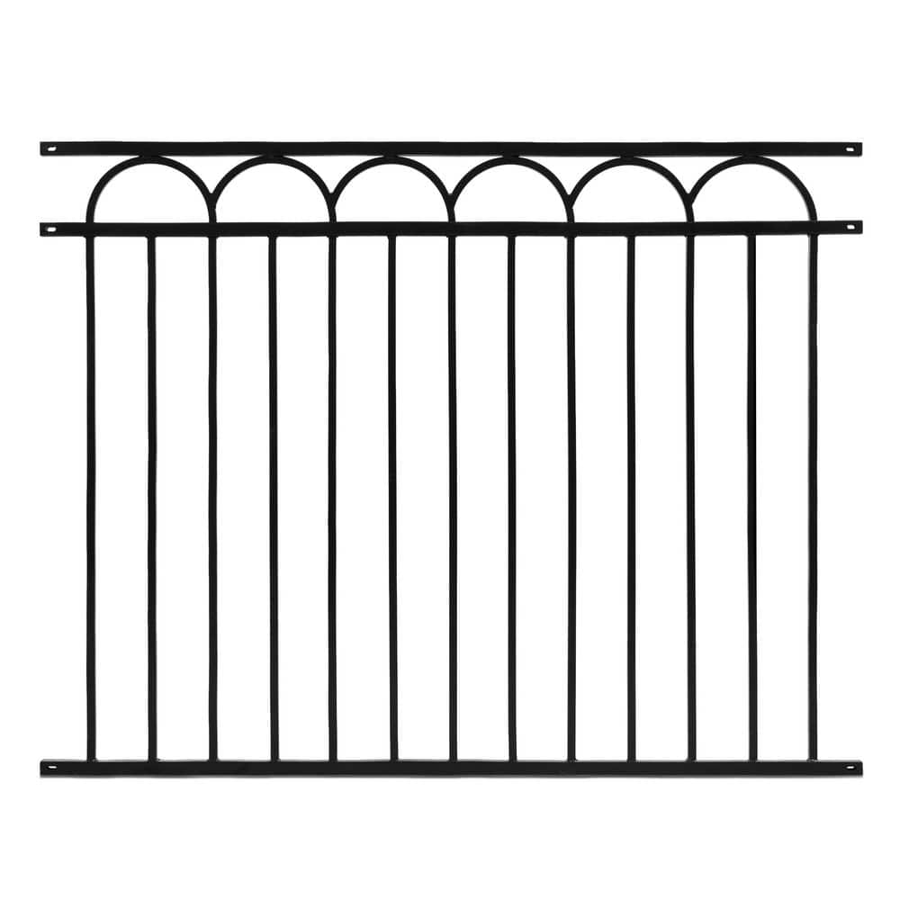 Heavy Duty, Anti-Rust 5 ft. x 4 ft. Black Steel Space Bar Arc Decorative Garden Fence Panel (1-Pack) price history on PriceWatchPro