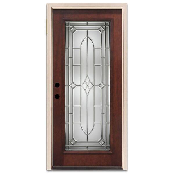 Steves & Sons Brookhollow Full Lite Prefinished Mahogany Prehung Front Door-DISCONTINUED