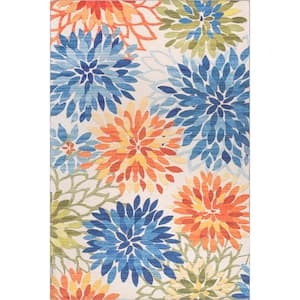 Rosana Machine Washable Multicolor 3 ft. x 5 ft. Floral Indoor/Outdoor Area Rug