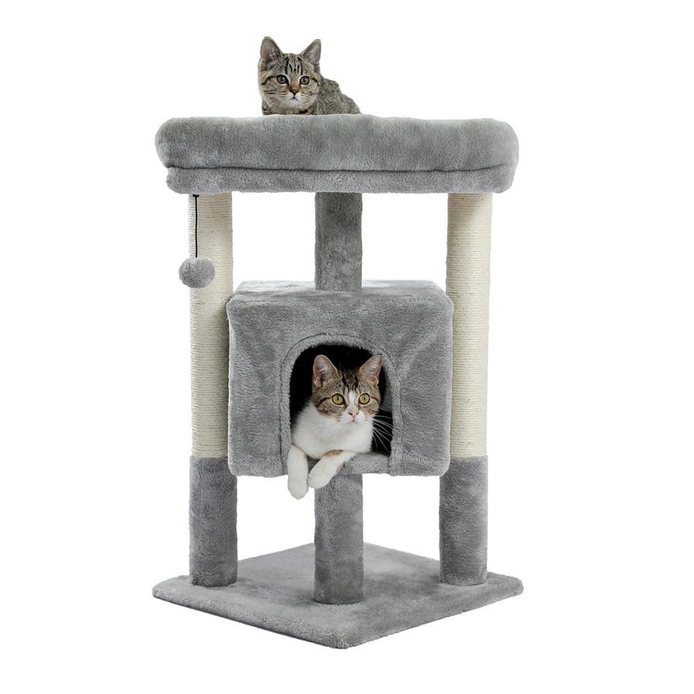 Foobrues Small Cat Tree for Indoor Cats Polyester Plush Cat Tower with Beige Condos Spacious Perch Scratching Sisal Posts L W79633968 The Home