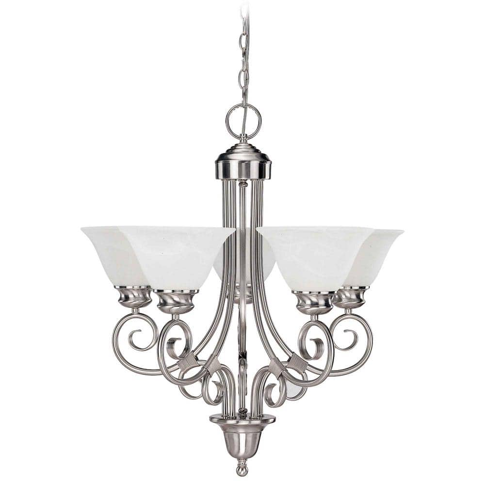 Troy 5-Light Brushed Nickel Interior Chandelier with Alabaster Glass Bell Shades price history on PriceWatchPro