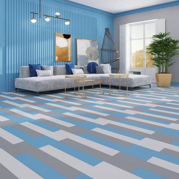 Lucida USA (Sample) MonoCore Taffy Blue Solid 22-mil Interlocking Luxury Vinyl Plank