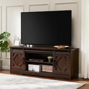 Famhouse TV Stand Sliding Barn Door Entertainment Center for TV up to 65 in. W ith Cable Management