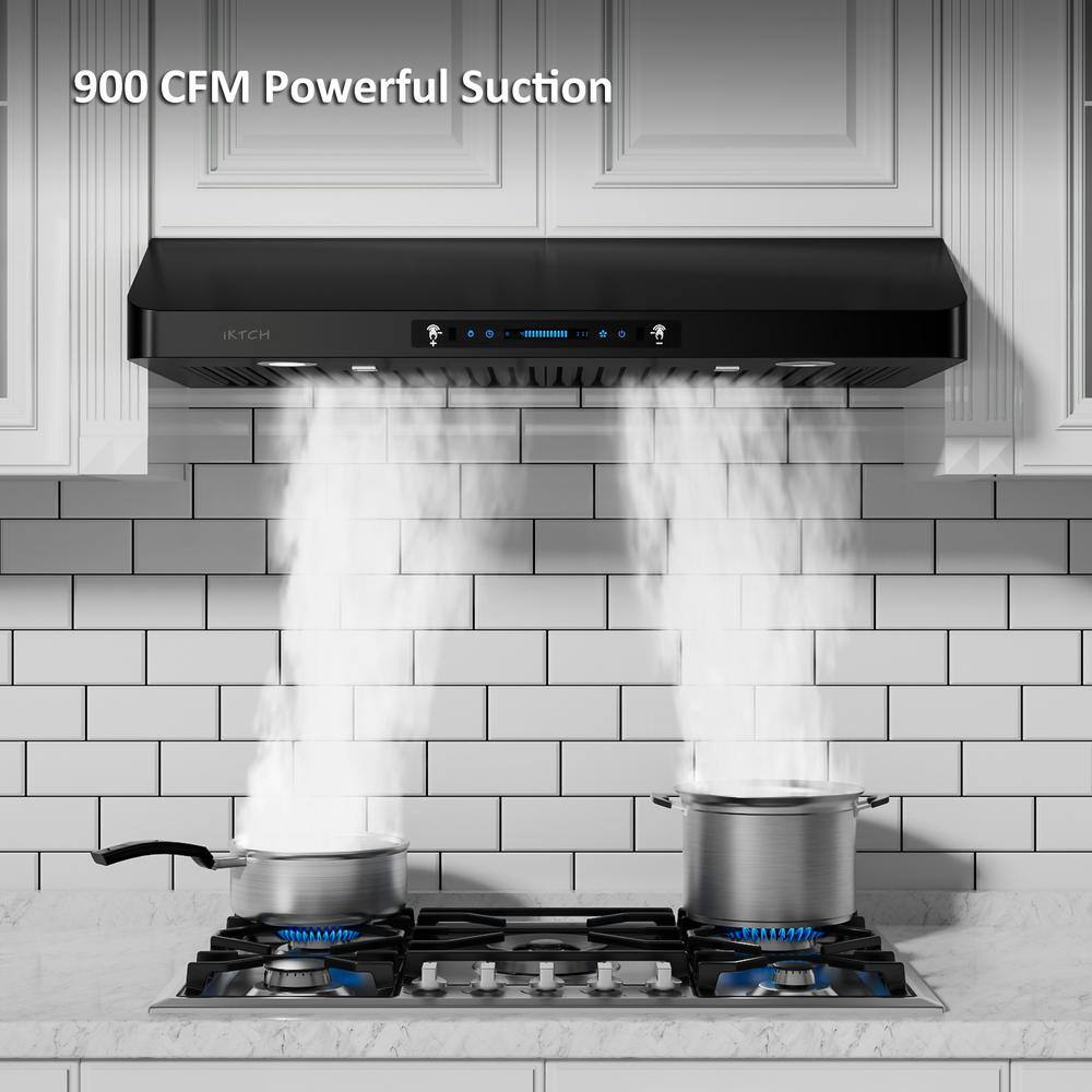30" Black Stainless Steel Under Cabinet Range Hood with Gesture Control