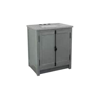 Plantation 31 in. W x 22 in. D Bath Vanity in Gray with Granite Vanity Top in Gray with White Rectangle Basin