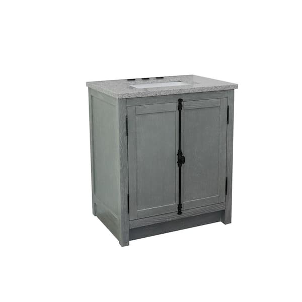 Bellaterra Home Plantation 31 in. W x 22 in. D Bath Vanity in Gray with Granite Vanity Top in Gray with White Rectangle Basin