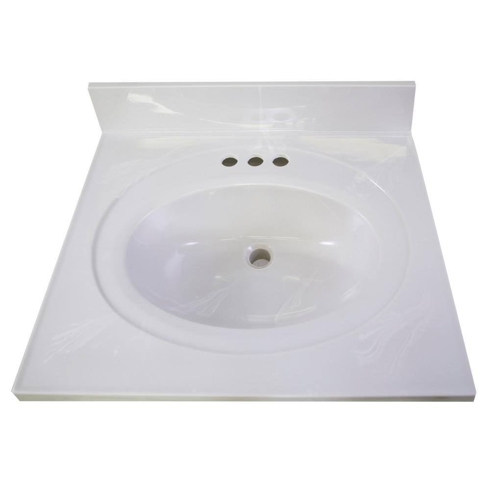 Wyndham 19-Inch White Cultured Marble Single Sink Bathroom Vanity