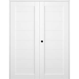 Ermi 48 in. x 80 in. Right Hand Active Bianco Noble Finished Wood Composite Double Prehung Interior Door