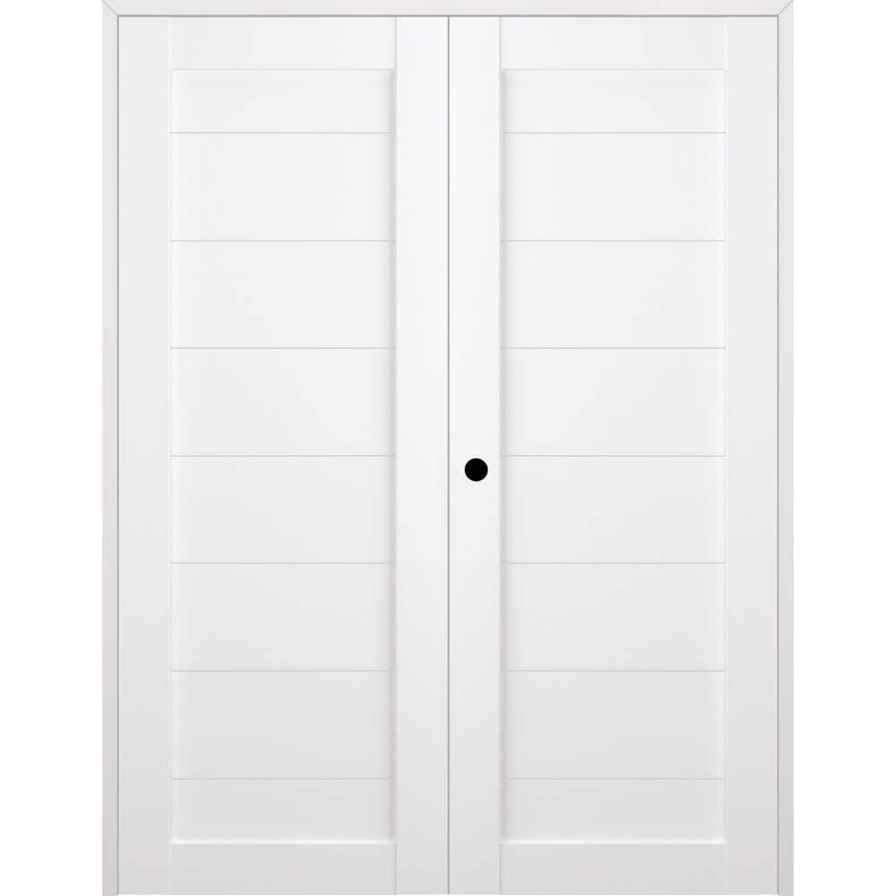 Ermi 72 in. x 80 in. Right Hand Active Bianco Noble Finished Wood Composite Double Prehung Interior Door price history on PriceWatchPro