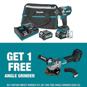 40V max XGT Brushless 4-Speed Mid-Torque 1/2 in. Impact Wrench Kit, 2.5Ah with bonus XGT Brushless 5in. Angle Grinder