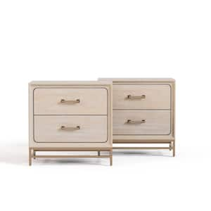 Lena Oak 2-Drawer 27 in. W Nightstand (Set of 2)