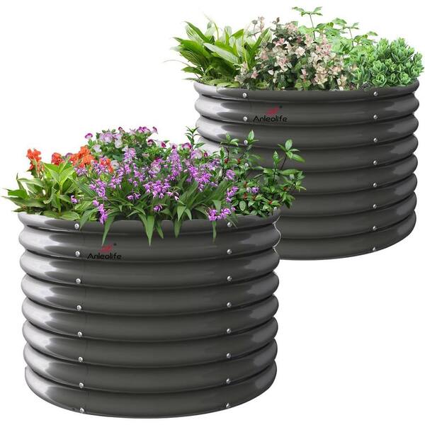 Grey 35 in. L x 35 in. x W 24 in. Galvanized Raised Garden Beds