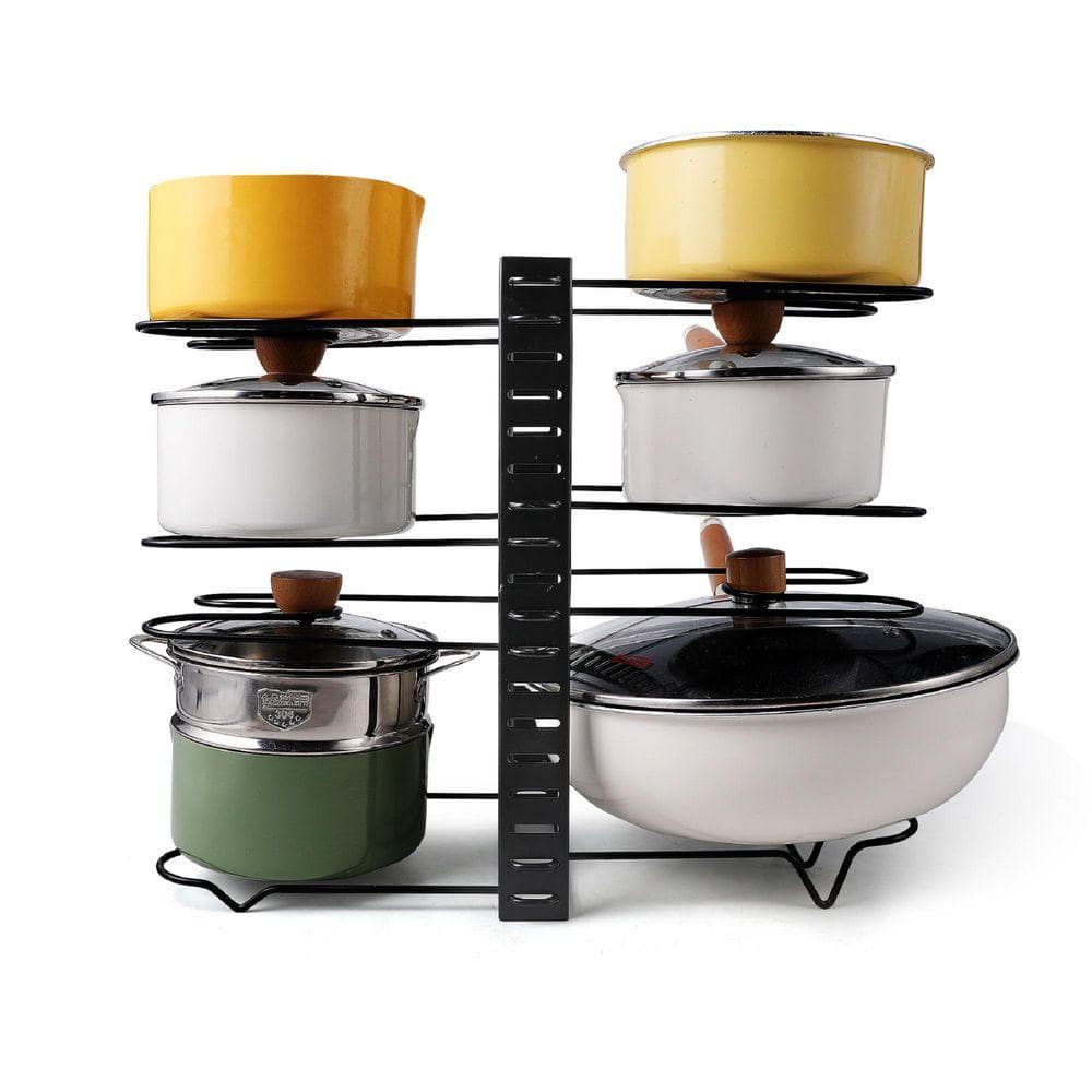 Milk Pot Rack Tileon Black Adjustable Pot Rack, Kitchen Rack, and Storage Rack ...