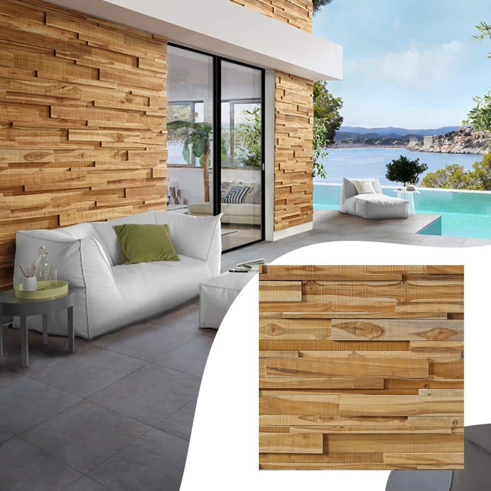 Natural Teak 3D Embossed Wall Panels