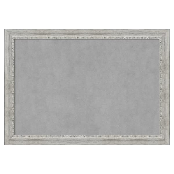 Amanti Art Rustic White Wash 40 in. x 28 in Framed Magnetic Board