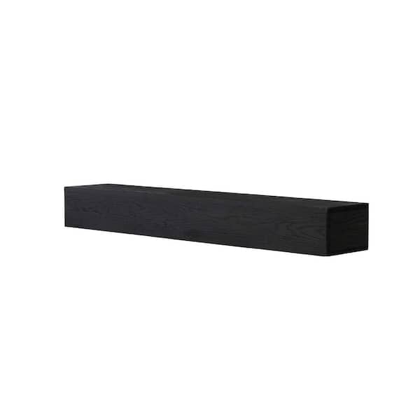 48 in. W x 9 in. D Black Solid Wood Floating Shelf Wall-Mounted Fireplace Mantel Decorative Wall Shelf