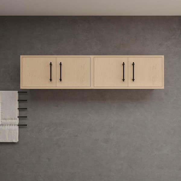 Victoria 59.25 in. W x 11.8 in. D x 13.78 in. H Brown Plywood Wall Overhead Floating Linen Cabinet in Yellow Oak